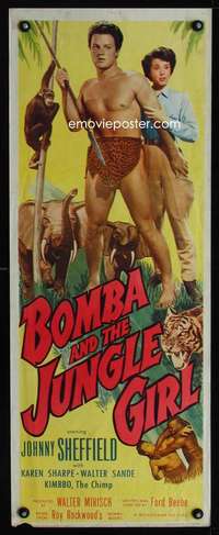 f252 BOMBA & THE JUNGLE GIRL insert movie poster '53 Johnny Sheffield