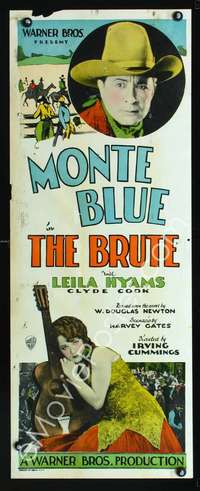 f260 BRUTE insert movie poster '27 Monte Blue, sexy Leila Hyams!