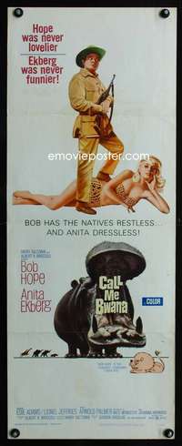 f265 CALL ME BWANA insert movie poster '63 Bob Hope, Anita Ekberg