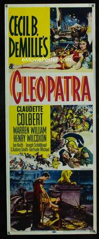 f275 CLEOPATRA insert movie poster R52 Claudette Colbert, DeMille