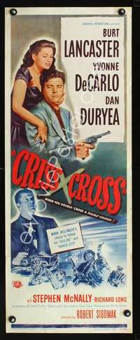f283 CRISS CROSS insert movie poster '48 Burt Lancaster film noir!