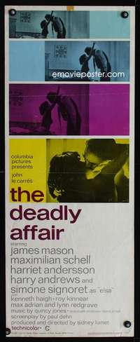 f293 DEADLY AFFAIR insert movie poster '67 James Mason, Max Schell