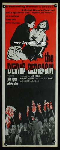 f296 DEVIL'S BEDROOM insert movie poster '64 small town with torches!