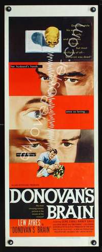 f303 DONOVAN'S BRAIN insert movie poster '53 Lew Ayres, Gene Evans