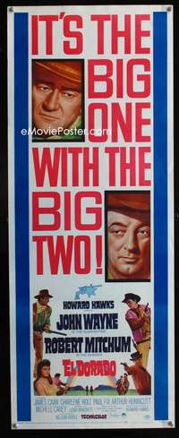 f315 EL DORADO insert movie poster '66 John Wayne, Robert Mitchum