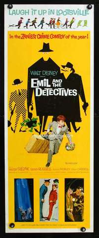 f317 EMIL & THE DETECTIVES insert movie poster '64 Disney, Slezak