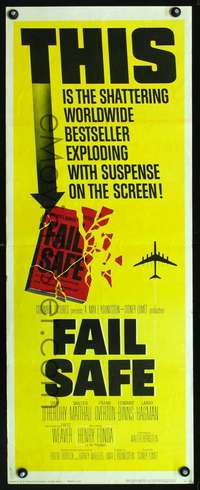 f318 FAIL SAFE insert movie poster '64 Walter Matthau, Henry Fonda