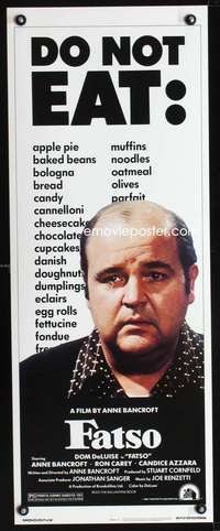 f321 FATSO insert movie poster '80 Dom DeLuise goes on a diet!