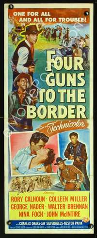 f331 FOUR GUNS TO THE BORDER insert movie poster '54 Rory Calhoun