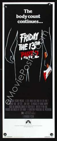 f336 FRIDAY THE 13th 2 insert movie poster '81 Jason, slasher horror!