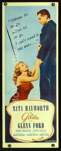 f342 GILDA insert movie poster R59 sexy Rita Hayworth, Glenn Ford