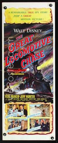 f356 GREAT LOCOMOTIVE CHASE insert movie poster '56 cool train image!