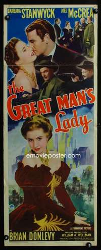f357 GREAT MAN'S LADY insert movie poster '41Barbara Stanwyck, McCrea