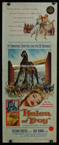 f367 HELEN OF TROY insert movie poster '56 Robert Wise, Podesta