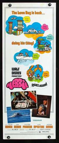 f368 HERBIE RIDES AGAIN insert movie poster '74 Disney, car racing!