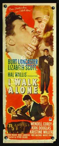 f377 I WALK ALONE insert movie poster '48 Burt Lancaster, Liz Scott