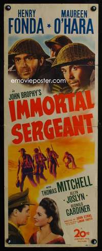 f378 IMMORTAL SERGEANT insert movie poster '43 Henry Fonda, O'Hara