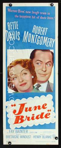 f385 JUNE BRIDE insert movie poster '48 Bette Davis, Robert Montgomery