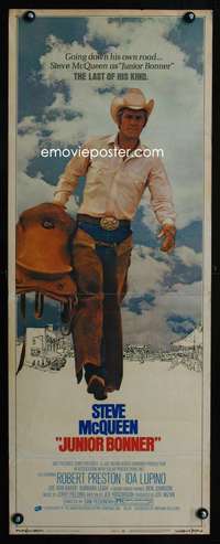 f387 JUNIOR BONNER insert movie poster '72 cowboy Steve McQueen!