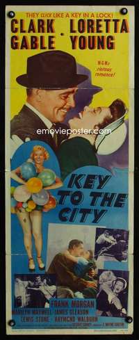 f389 KEY TO THE CITY insert movie poster '50Clark Gable,Loretta Young