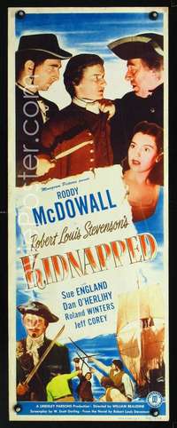 f390 KIDNAPPED insert movie poster '48 Roddy McDowall, Stevenson