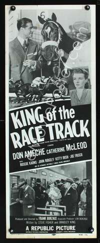 f396 KING OF THE RACE TRACK insert '53 Don Ameche, Catherine McLeod, great horse racing images!
