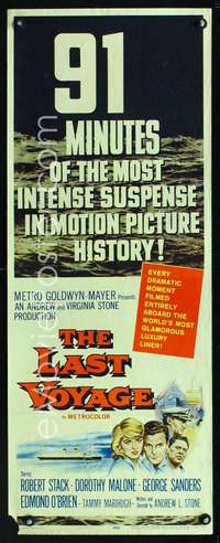 f401 LAST VOYAGE insert movie poster '60 Robert Stack, Dorothy Malone