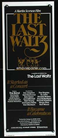 f402 LAST WALTZ insert movie poster '78 Scorsese, rock & roll!
