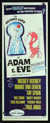 f484 PRIVATE LIVES OF ADAM & EVE insert movie poster '60 Van Doren