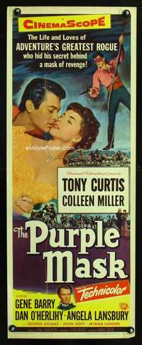 f486 PURPLE MASK insert movie poster '55 Tony Curtis, Colleen Miller