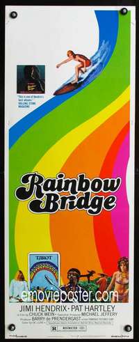 f490 RAINBOW BRIDGE insert movie poster '72 Hendrix, surfing image!