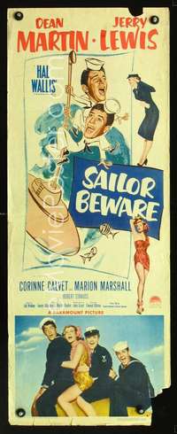f514 SAILOR BEWARE insert movie poster '52Dean Martin & Jerry Lewis
