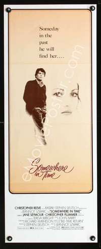 f543 SOMEWHERE IN TIME insert movie poster '80 Reeve, cult classic!