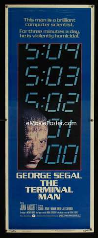 f580 TERMINAL MAN insert movie poster '74 George Segal, Crichton