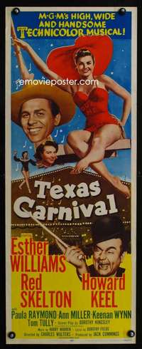 f581 TEXAS CARNIVAL insert movie poster '51 Esther Williams, Skelton