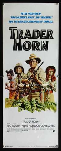 f606 TRADER HORN insert movie poster '73 cool L. Salle hunting art!