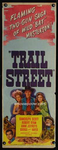f607 TRAIL STREET insert movie poster '47 Randolph Scott, Anne Jeffeys