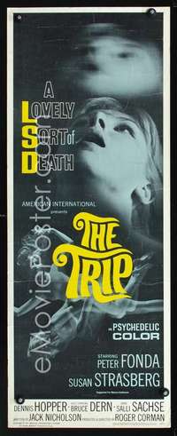 f610 TRIP insert movie poster '67 AIP, Peter Fonda, LSD, wild drugs!