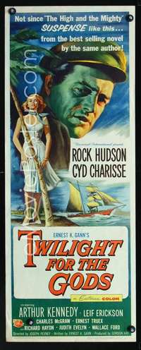 f611 TWILIGHT FOR THE GODS insert movie poster '58 Hudson, Charisse