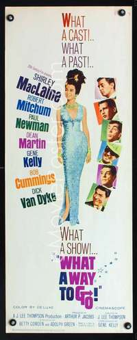 f631 WHAT A WAY TO GO insert movie poster '64Shirley MacLaine, Newman