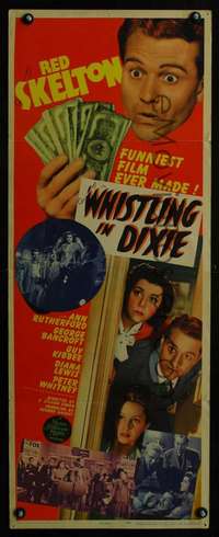 f635 WHISTLING IN DIXIE insert movie poster '42 Skelton, Rutherford
