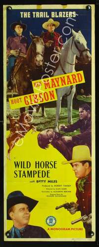 f641 WILD HORSE STAMPEDE insert movie poster '43 Ken Maynard, Gibson