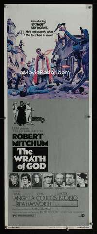 f644 WRATH OF GOD insert movie poster '72 priest Bob Mitchum w/gun!