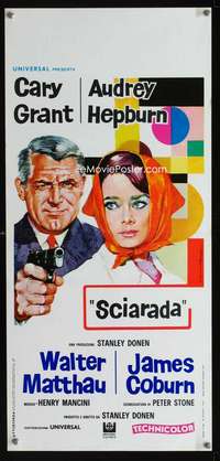 f026 CHARADE Italian locandina movie poster R69 Grant & Hepburn!