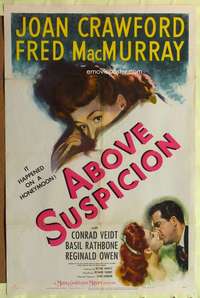 h023 ABOVE SUSPICION style C one-sheet movie poster '43 art of Joan Crawford