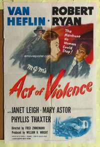 h025 ACT OF VIOLENCE one-sheet movie poster '49 Robert Ryan, Heflin, Leigh