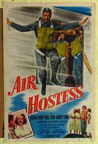 h032 AIR HOSTESS one-sheet movie poster '49 wacky sky diving image!