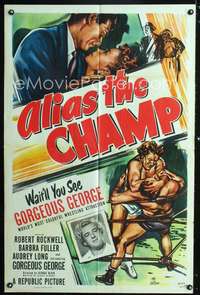 h035 ALIAS THE CHAMP one-sheet movie poster '49 Gorgeous George, wrestling!