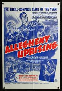 h038 ALLEGHENY UPRISING military one-sheet movie poster R60s John Wayne