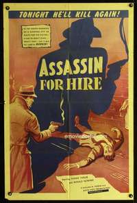 h057 ASSASSIN FOR HIRE one-sheet movie poster '51 cool murder scene art!